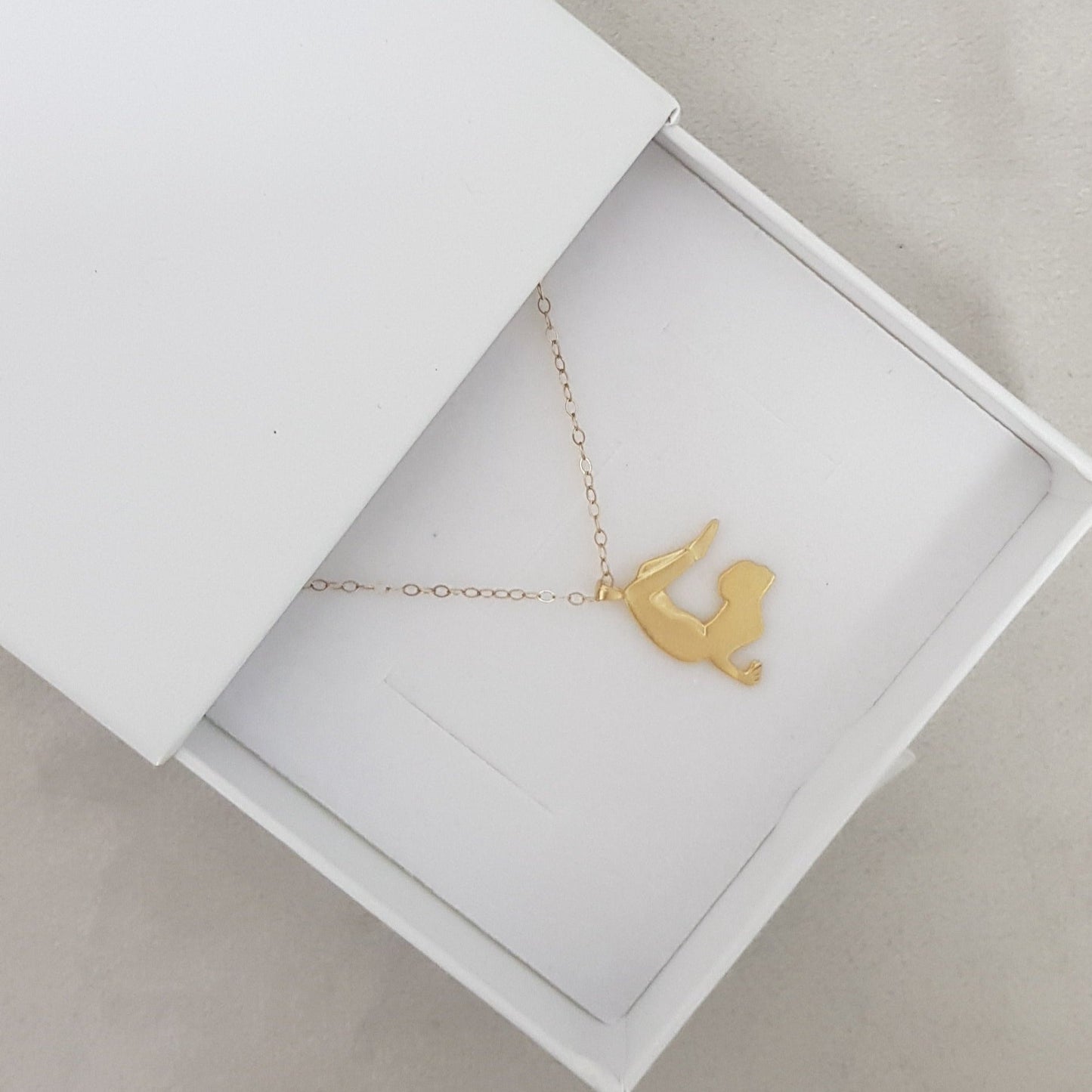 Custom Gold or Silver Yoga Pendant Necklace - AlmaJewelryShop Online boutique for gold and silver jewelry