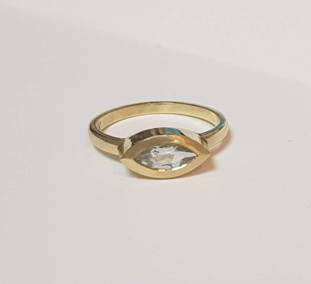 Aquamarine marquise gold ring. Marquise gold Ring, Personalized Ring, Delicate ring, 14K gold Ring, - AlmaJewelryShop Online boutique for gold and silver jewelry