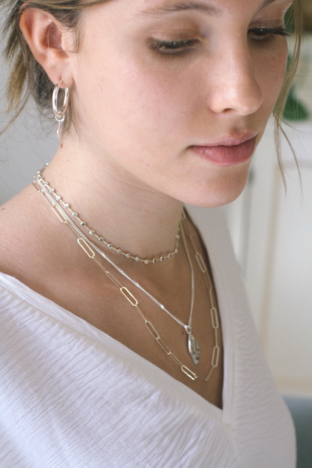 Organic Rose Pendant Necklace (Sterling Silver) - AlmaJewelryShop Online boutique for gold and silver jewelry