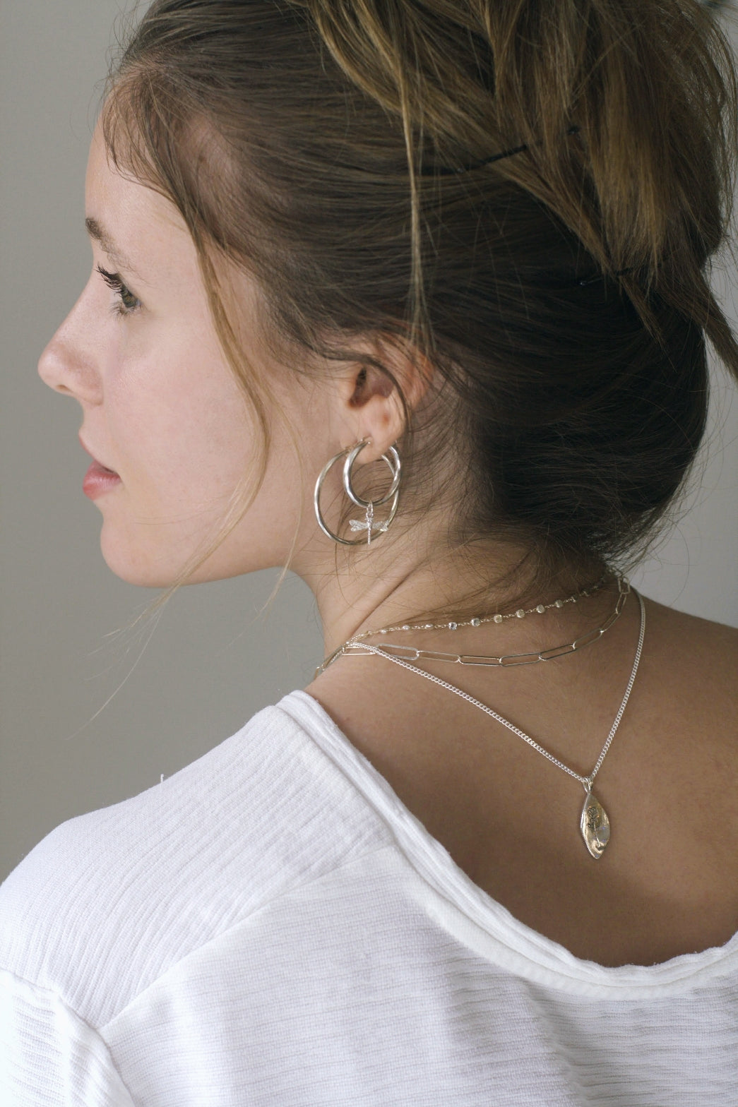 Organic Rose Pendant Necklace (Sterling Silver) - AlmaJewelryShop Online boutique for gold and silver jewelry