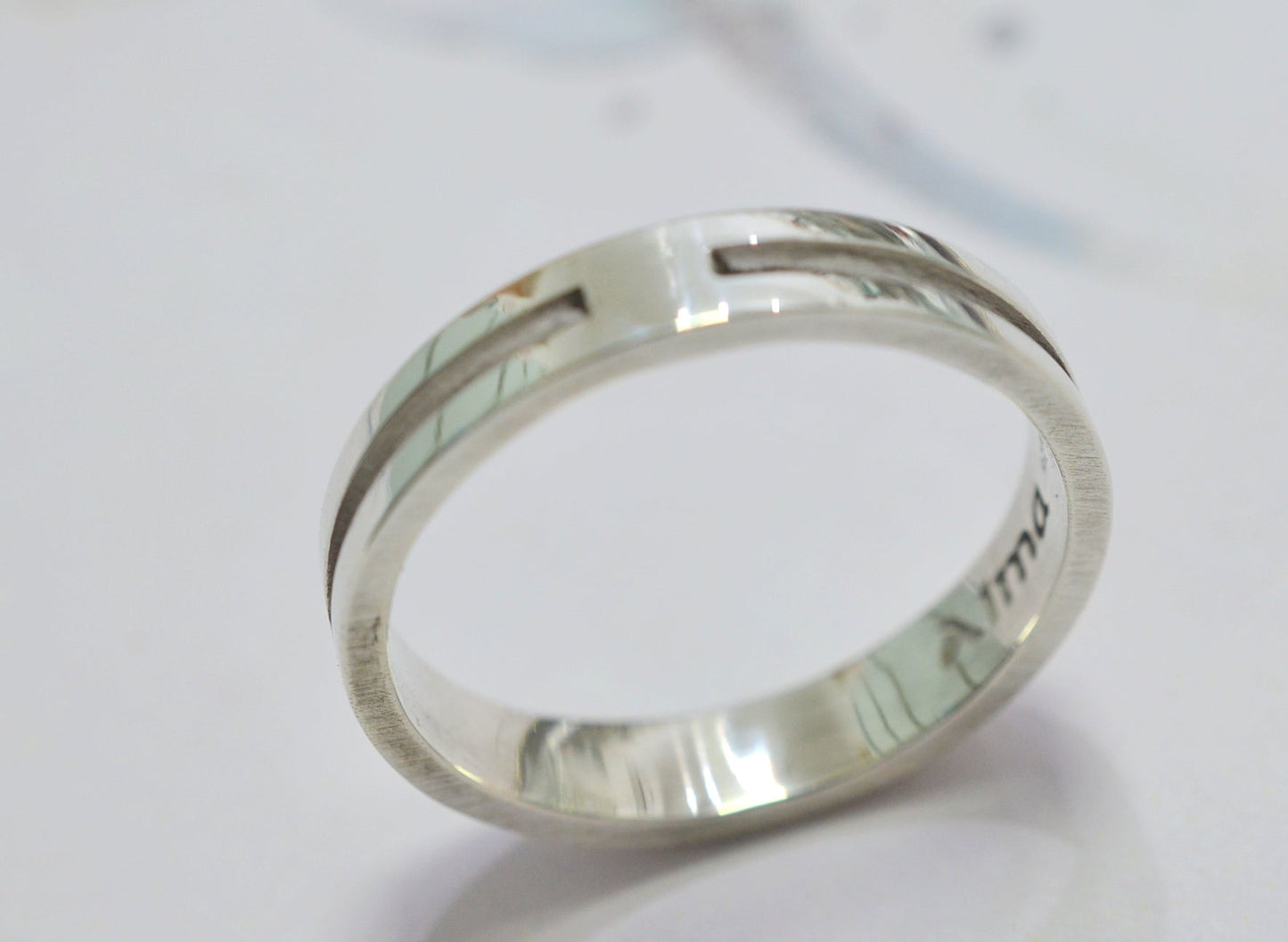 Men Simple Ring, Sterling Silver Wave Ring, Name ring, silver ring, Personalized Ring, design ring - AlmaJewelryShop Online boutique for gold and silver jewelry