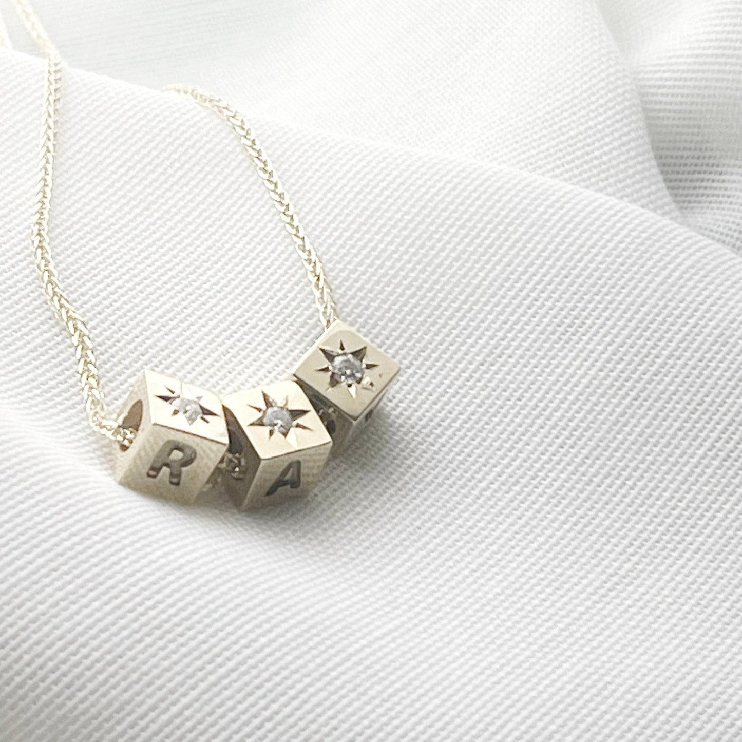 Diamond Name Necklace in 14k Solid Gold geometric diamond gold necklace - AlmaJewelryShop Online boutique for gold and silver jewelry