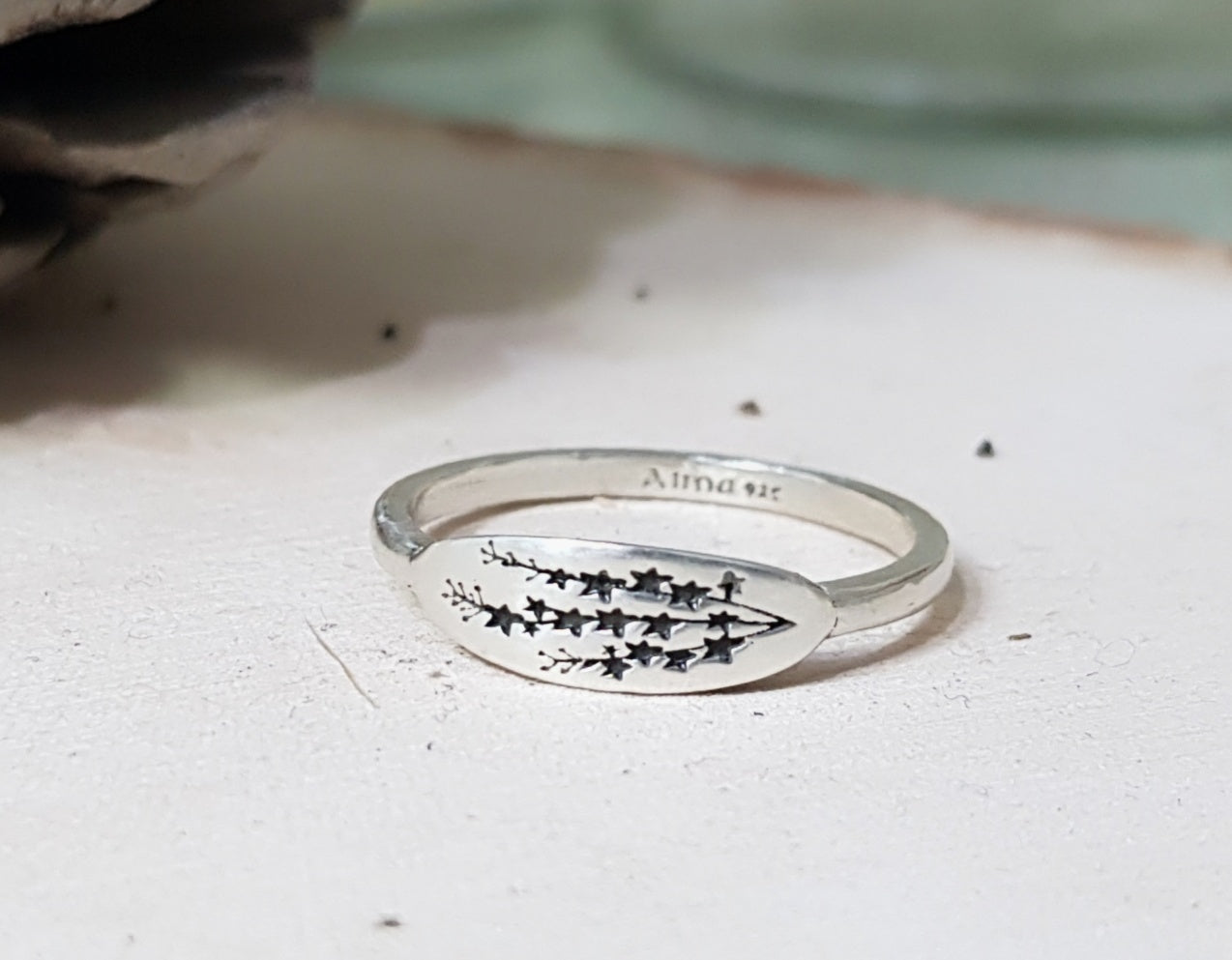 Dainty Silver Ring | College Student Gift Lavender Delicate Ring | Wildflower Oval Ring | Lavender Ring | Flower Ring | Signet Ring