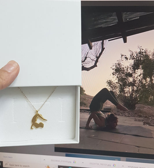 Custom Gold or Silver Yoga Pendant Necklace - AlmaJewelryShop Online boutique for gold and silver jewelry 
