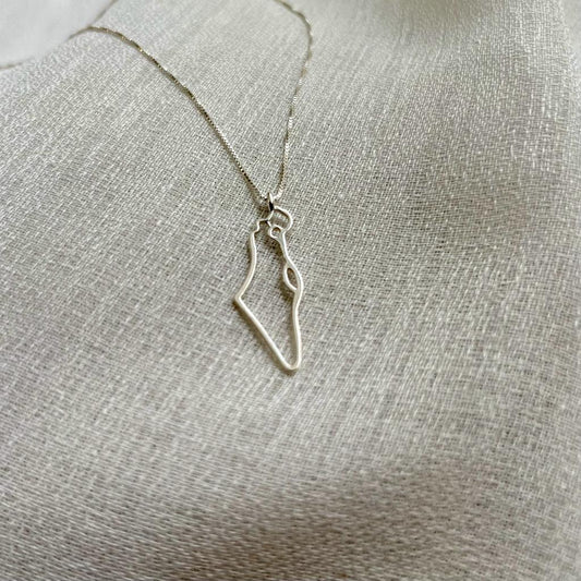 Israel map in silver pendant